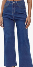 Women s High Rise Blue Denim Wide-Leg Jeans Solid Regular Size S