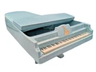 MCM Red Wing Grand Piano Planter w/Lid & Seal M-1525 Fleck Nile Blue Mint 1950s