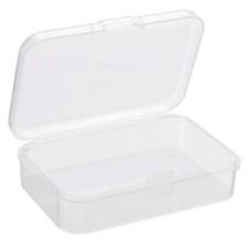 12 x Clear Storage Container Hinged Lid 75x50x21mm Plastic Rectangular Box