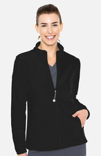 Women's Black Performance Fleece Scrub Jacket  S, L  Med Couture 8684