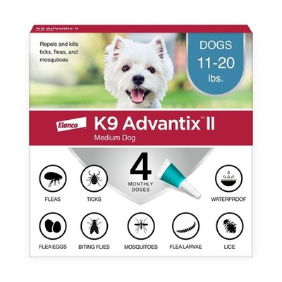 K9 Advantix II Flea & Tick Prevention for Medium Dogs 11-20 lbs, 4 Count