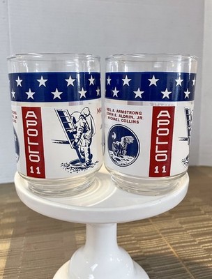 VINTAGE NASA APOLLO 11 MAN ON THE MOON July 20, 1969 LIBBEY GLASSES SET OF 2