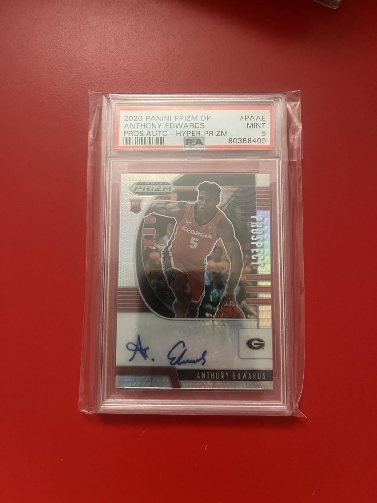 2020/21 PANINI PRIZM DRAFT PICKS ANTHONY EDWARDS HYPER RC AUTO AUTOGRAPH PSA 9