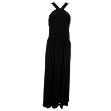 Lulus D15376 Air of Romance Black Womens Halter Whimsigoth Witchy Long Dress XS