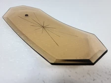 Star Glass Curved Chandelier Panel Amber Orange 8.5 x 3.5 in Mid Century Modern