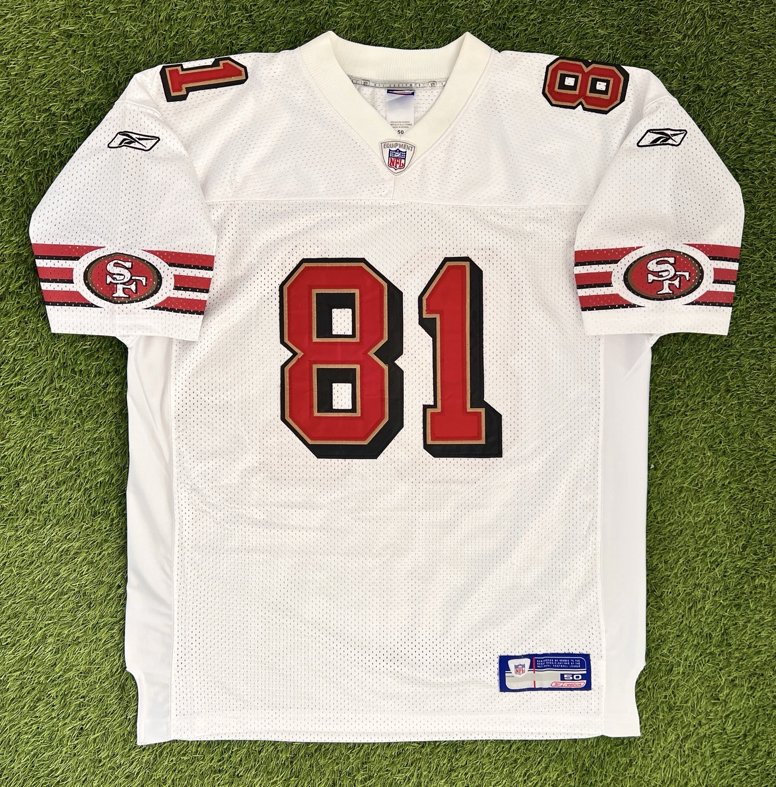 Terrell owens san francisco 49ers white reebok authentic nfl jersey size 50