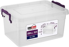BH | 5L Clear Rectangle Plastic Storage Boxes Container with Lids - Pack of 1