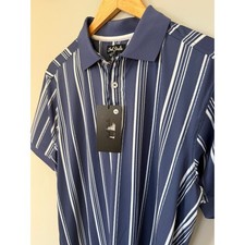 Bad Birdie Ridge Polo Winning Streak Cobalt Blue Striped Golf Small BBMP012-657