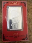 2013 Pamp Lunar Series Year of the Snake 1 oz .999 Fine Silver in Assay Card