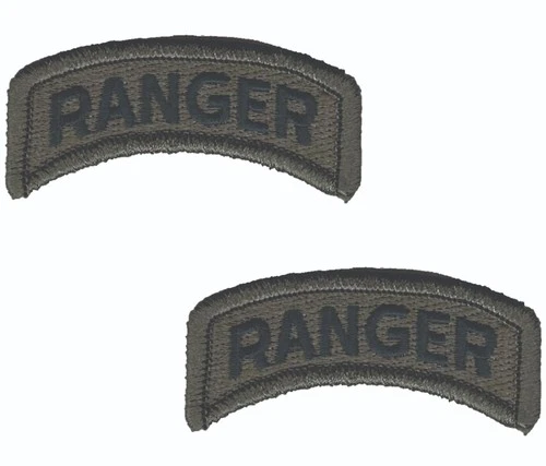 2 US Army Ranger Tab Patch ACU Grey Tactical Hook Back (2 1/2" in)