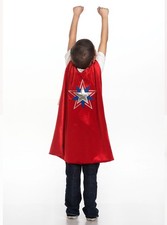 American Hero Cape Superhero Red Fancy Dress Halloween Child Costume Accessory