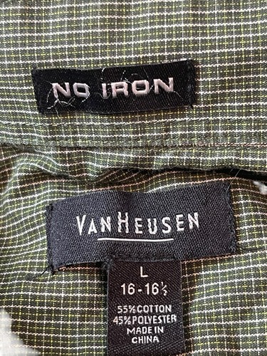 Van Heusen grün Pin Karo kariert bügelfrei Langarm Knopfleiste 16/16 1/2 L Hemd - Bild 7 von 11