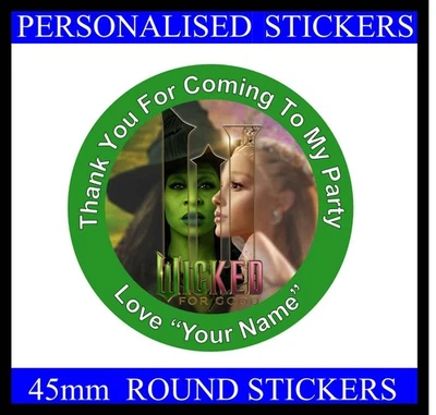 RIXON AND BRYCE Personalised Wicked For Good Stickers Birthday Party Thank You Sweet Cone Bags