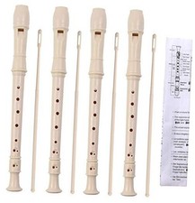 4 Pack 8 Hole Plastic Soprano Descant Recorder With Cleaning Rod, Instruction