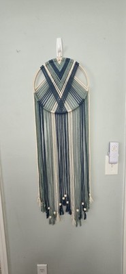 Handmade Oiginal Macrame Wall Hanging, 12''wooden Ring, 40'' Long 3 Colors