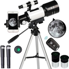 Telescope for Adults Kids, 70mm Aperture Refractor 15X-150X Portable Travel...