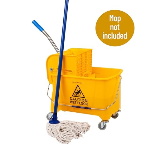  with Wringer, 22 Qt (5.5 Gallon), Floor Cleaning, Handle, Mop Bucket Yellow
