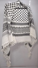 Palestinian Keffiyeh Scarf Black White Traditional Shemagh Tassels Unisex Cotton
