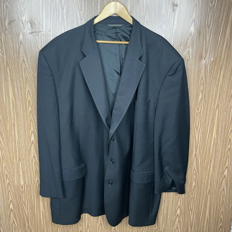 Jack Victor Montreal Blazer Jacket Mens 60XL Black Solid Super 100s Italy Wool - Image 2 of 4