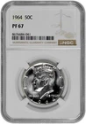 1964 50c Silver Proof Kennedy Half Dollar NGC Graded PF 67 with New Holder