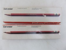 Faber-Castell Col-erase Erasable Color Pencils YELLOW  CARMINE RED 22pc Vintage