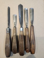 S.J. Addis Vintage Wood Carving Gouge Chisel Tools Set of 5