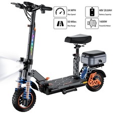 Ruitoo 1600W Electric Scooter with Seat for Adults Fast E-Scooter 20.8AH 34 MPH