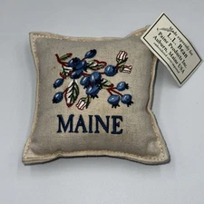 L.L. Bean Balsam Fir Embroidered Sachet Maine Blueberries Pillow 4” Paine USA