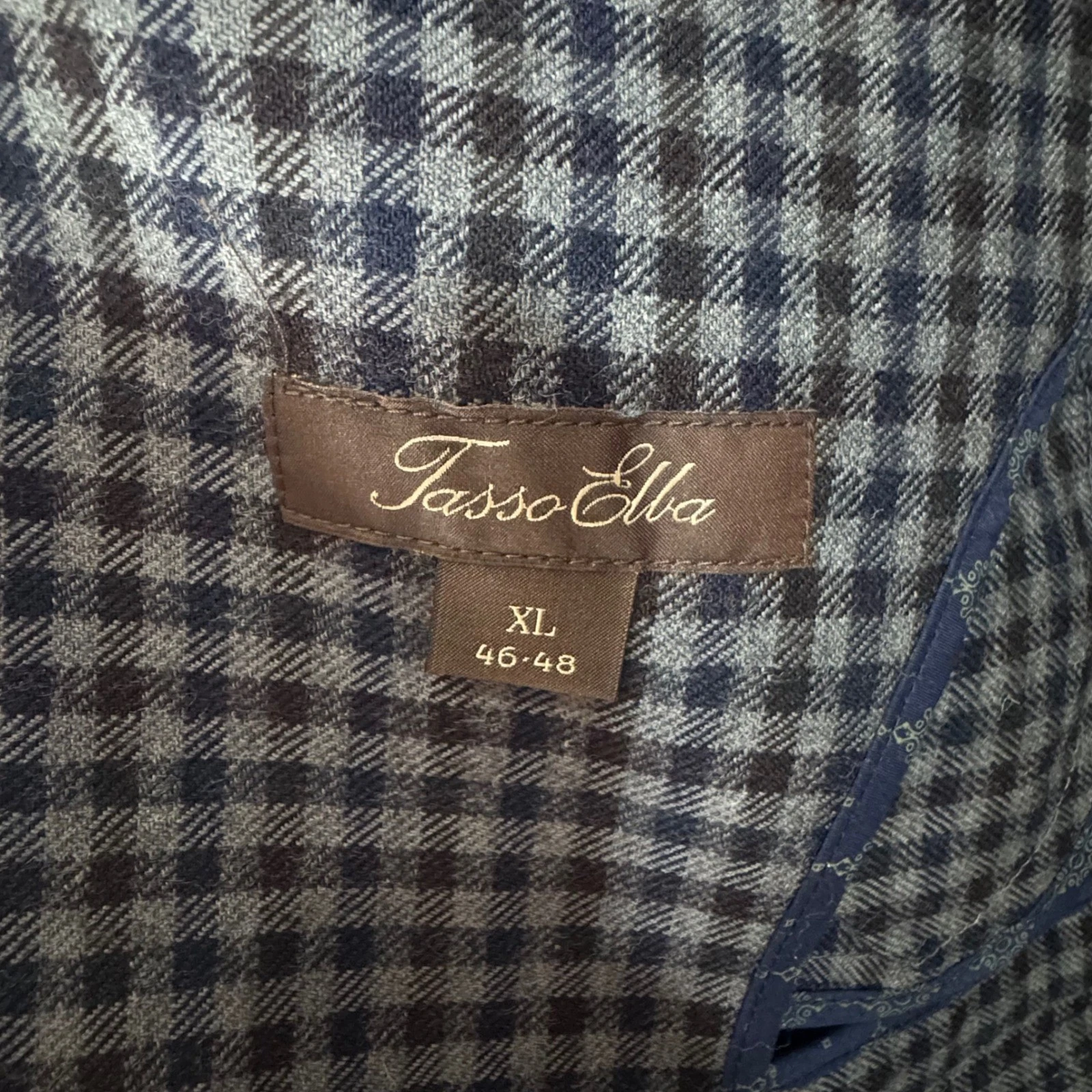 Tasso Elba Blazer Men Gray Plaid Two Button Wool Blend Sport Coat Size XL - product detail image 5