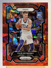 2023-24 Panini Prizm RC Filip Petrusev Red Cracked Ice #282 76ers ￼