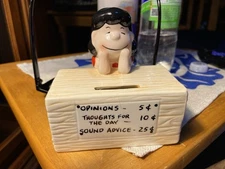 VINTAGE WILLITTS DESIGN CHARLES SCHULZ PEANUTS LUCY CERAMIC BANK OPINIONS ADVICE