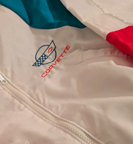 Corvette Small Colorblock Bomber Jacket Full Zip Nylon Lined Logo Windbreaker - product listing photo