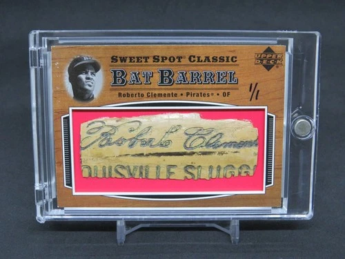 2002 UPPER DECK SWEET SPOT ROBERTO CLEMENTE 1/1 GAME USED BAT BARREL PIRATES AL2