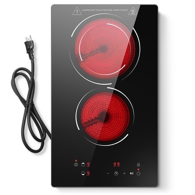 Electric Ceramic Cooktop 2 Burners Stove Top Built-In/Standalone Touch Control