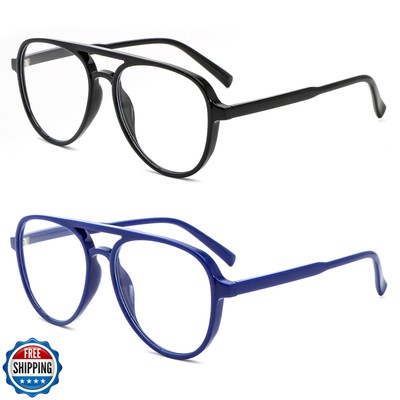 DXYXYO 2 Pack Retro Aviator Reading Glasses for Women 2.0, Mens Classic Light
