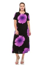 JOSTAR LONG DRESS Slinky Poly Spandex STRETCH Knit TRAVEL Purple S M L XL 2X 3X