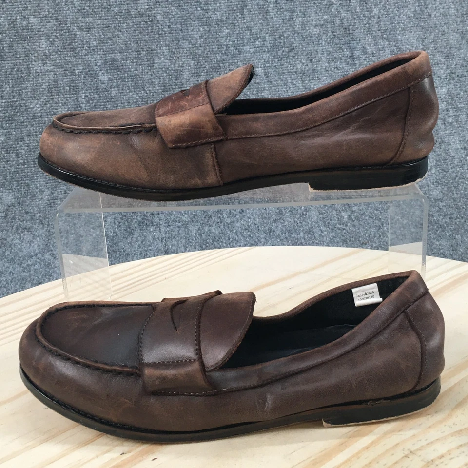 ZARA Shoes Youth 34 Boys Janie And Jack Slip On Penny Moc Loafer Brown Leather - Image 2 of 4