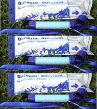 3 PC Personal Portable Water Filter Straw Filtration Purifier Outdoor Survival
