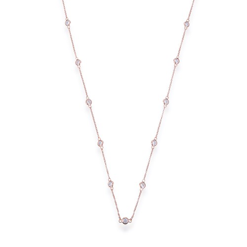 60" Rose Gold Plated CZ Satellite Station Necklace CZ's By The Yard .925 - Picture 6 of 6