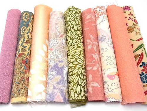 s004_Konvolut, Japanischer Kimono Seide Stoff Set, 9 Teile - Bild 1 von 4