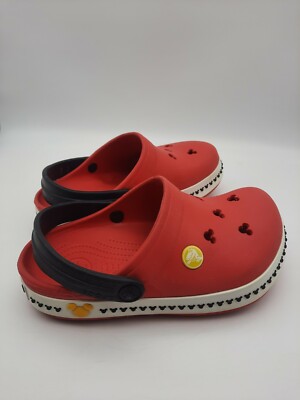CLOSEOUT Crocs Disney Mickey Kids Cayman Classic Red Black Size J1 or M1/W3 CLOSEOUT Crocs Disney Mickey Kids Cayman Classic Red Black Size J1 or M1/W3