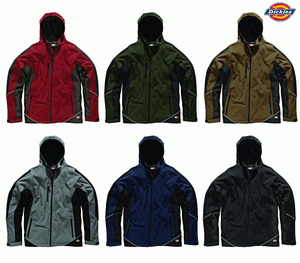 Dickies Two Tone Softshell Jacket Waterproof Coat Fleece Work Black JW7010