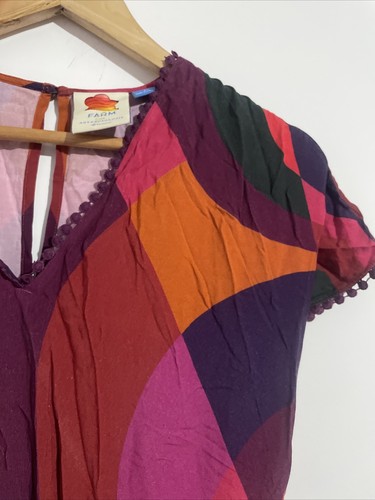 FARM RIO for Anthropologie Size S Womens Dress Multicoloured V-Neck Short Sleeve - Picture 7 of 16
