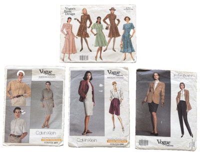 4 Vogue Patterns 12 14 16 Uncut Calvin Klein Yves Saint Laurent Vintage 1989-92
