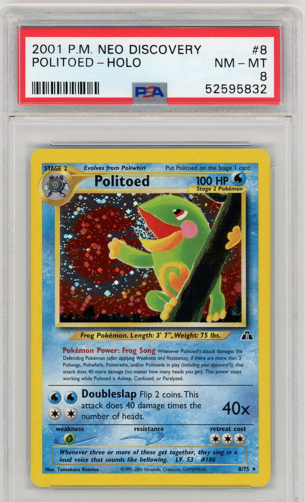 2001 POKEMON NEO DISCOVERY #8 POLITOED-HOLO PSA 8