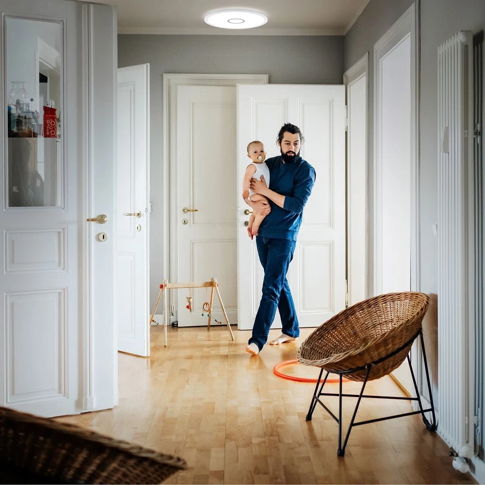 Panneau LED plafonnier rond 29cm pour salon chambre 18W ultra-plat blanc moderne - Photo 4/4