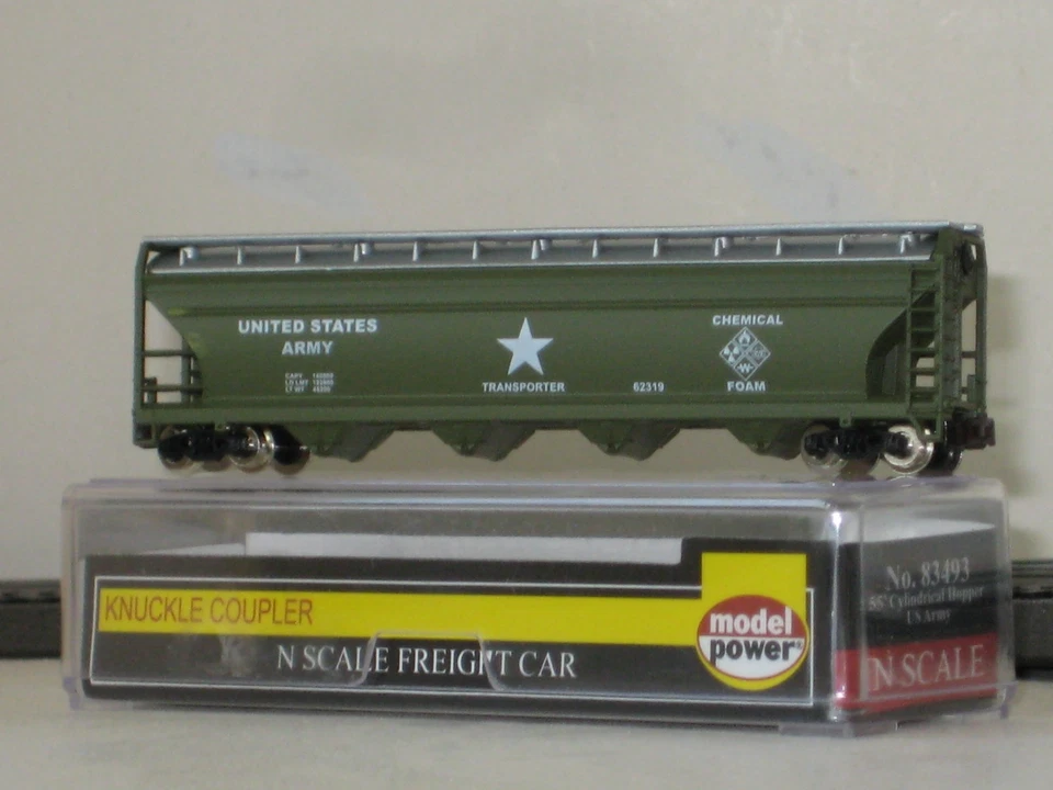 N SCALE US ARMY 55' CYLINDRICAL HOPPER 3493 MODEL POWER - Image 2 of 3