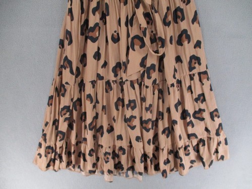 Witchery Dress Womens 16 Brown Leopard Tiered Tie Belted Sleeveless V A Line - Picture 5 of 15