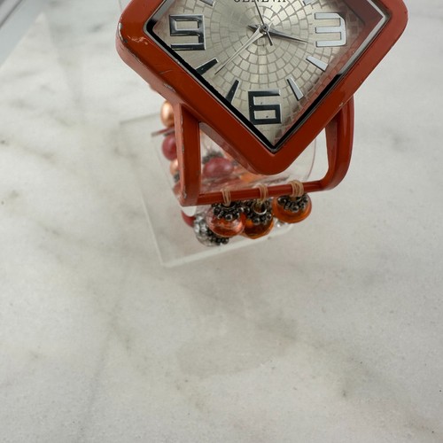 Geneva 5788 Orange Square face, Beaded Stretch Band women's Watch New Battery - Picture 6 of 15
