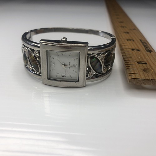 X11 WMB02 415 Japan Silver Stainless Abalone crystals Retro Bangle Cuff Untested - Picture 5 of 7